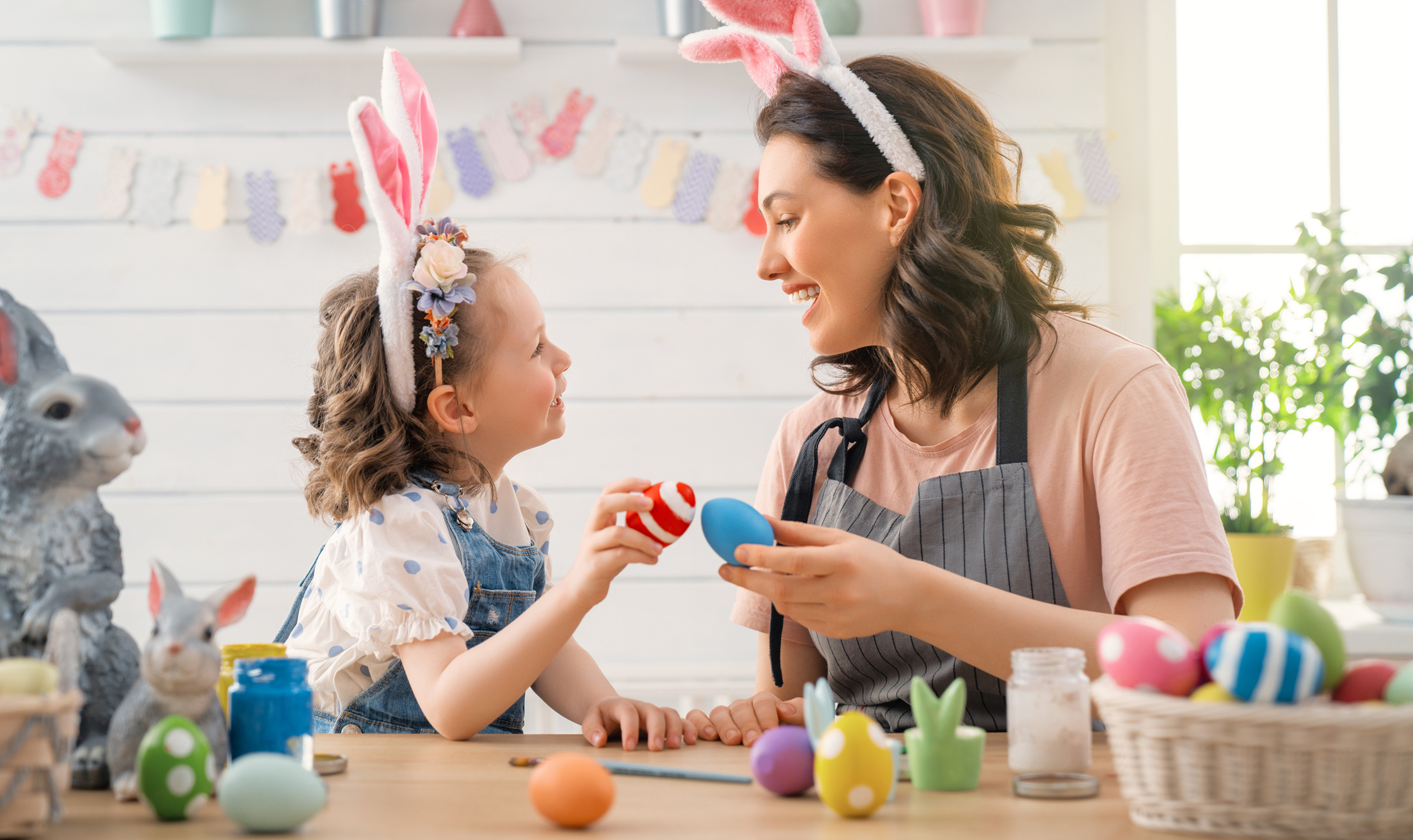 Happy family are preparing for Easter